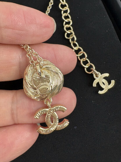 Chanel Gold Rotating Thread Double C Pendant Necklace - Image 7