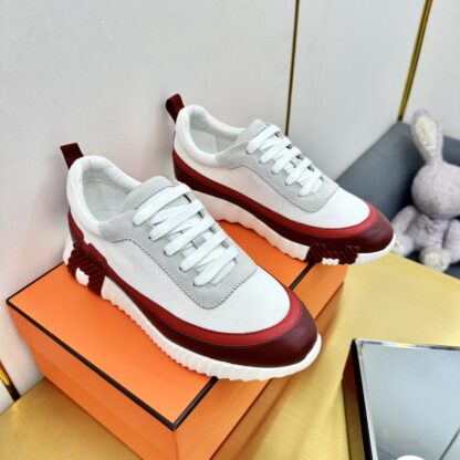 Hermès Spring and Summer Gray, White and Red Colorblock Couple Classic Sports Casual Shoes - Image 8