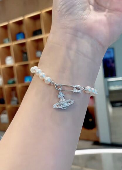 Vivienne Westwood Safety Pin Planet Pearl Bracelet - Image 8