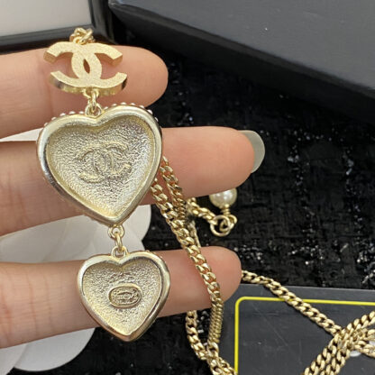 Chanel Diamond Double Heart Necklace - Image 8