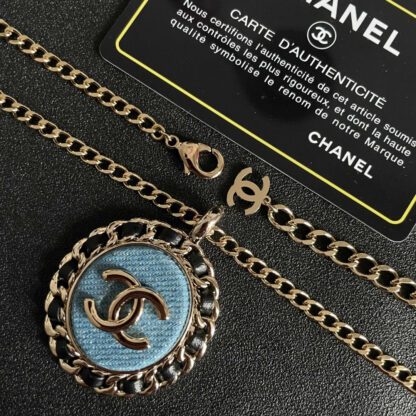 Chanel Denim Blue Double C Necklace - Image 8