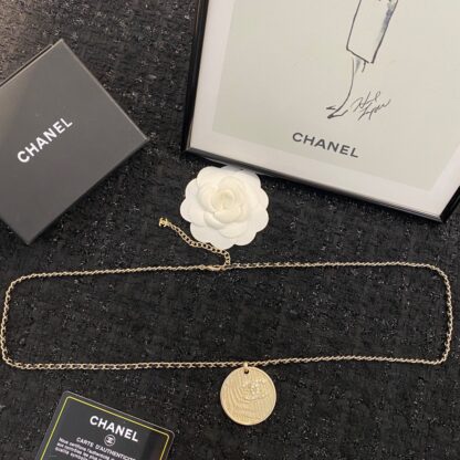 Chanel leather chain metal medal necklace - Image 8