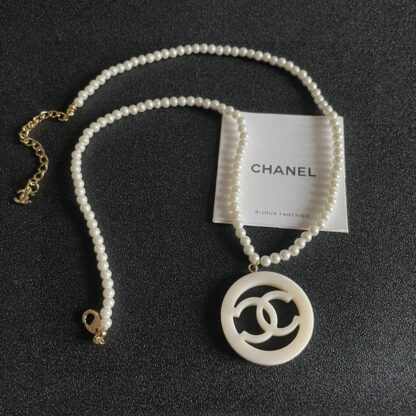 Chanel Pearl Double C Circle Necklace - Image 6
