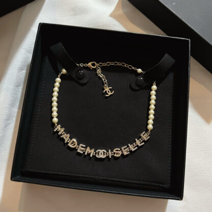 Chanel Letter Pearl Necklace - Image 6