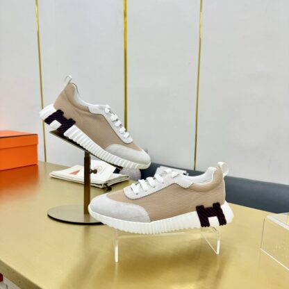 Hermès Spring and Summer Couple's Grey Apricot Colorblocking Sports Casual Shoes - Image 8