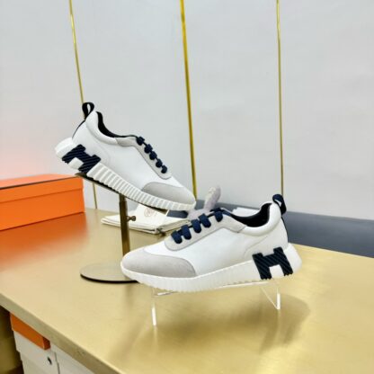 Hermes Spring and Summer Couple's White, Gray and Blue Color Matching Sports Casual Shoes - Image 8