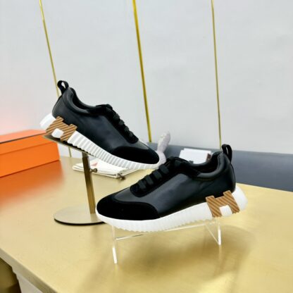 Hermes Spring and Summer Couple's Black and White Apricot Color Matching Sports Casual Shoes - Image 8