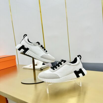 Hermes Spring and Summer Couple's White, Gray and Black Color Matching Sports Casual Shoes - Image 8