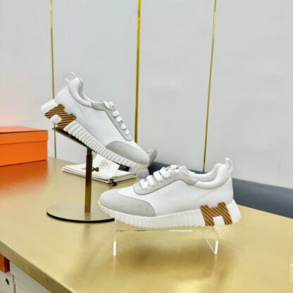 Hermes spring and summer couple's gray and white color matching sports casual shoes - Image 8