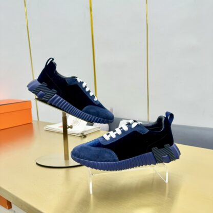 Hermès Spring and Summer Couple's Blue and Black Color Matching Sports Casual Shoes - Image 8