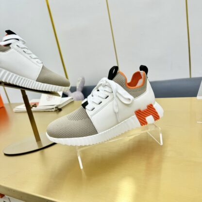 Hermes Spring and Summer Couples White Apricot Orange Colorblock Breathable and Durable Sports Casual Shoes - Image 8