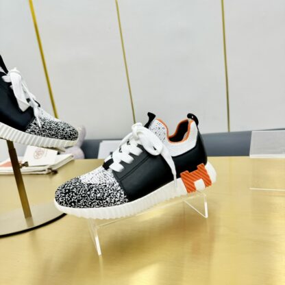 Hermes Spring and Summer Couples White and Black Color Matching Breathable and Durable Sports Casual Shoes - Image 8