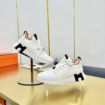Hermes Spring and Summer Couples' White, Black and Orange Colorblock Breathable and Durable Sports Casual Shoes - Image 8