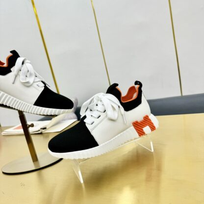 Hermes Spring and Summer Couple's Black, White and Orange Colorblock Breathable and Durable Sports Casual Shoes - Image 8