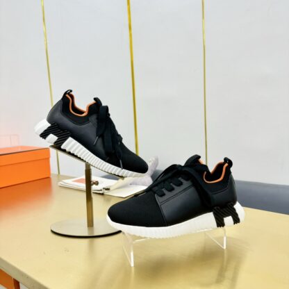 Hermes Spring and Summer Couples British Black, Orange and White Colorblock Breathable and Durable Sports Casual Shoes - Image 7