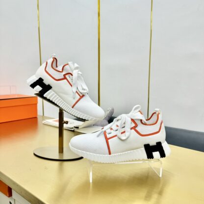 Hermes Spring and Summer Couples British White and Orange Colorblock Breathable and Durable Sports Casual Shoes - Image 8