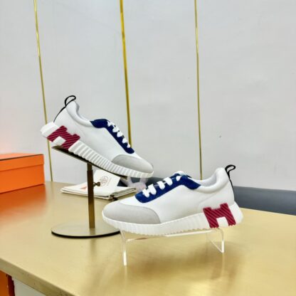 Hermes Spring and Summer Couples British Gray Blue and White Color Matching Sports Casual Shoes - Image 8