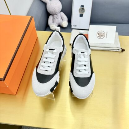 Hermes Spring and Summer Couples British Grey and Black Color Matching Sports Casual Shoes - Image 8