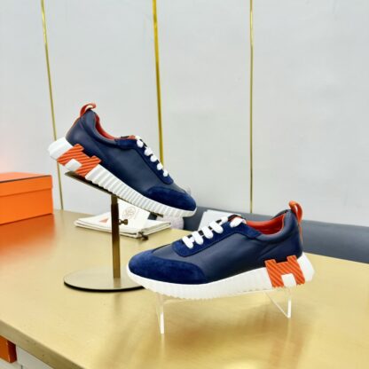 Hermès Spring and Summer Couples' British Blue and Orange Colorblocking Sports Casual Shoes - Image 8
