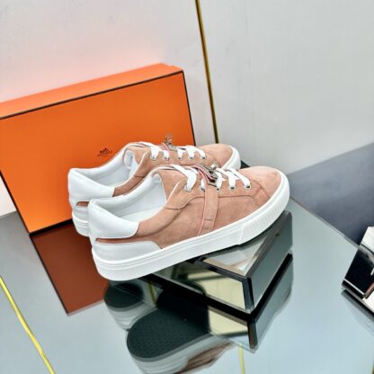 Hermes milk tea color couple's lace-up thick-soled fashionable casual shoes - Image 8