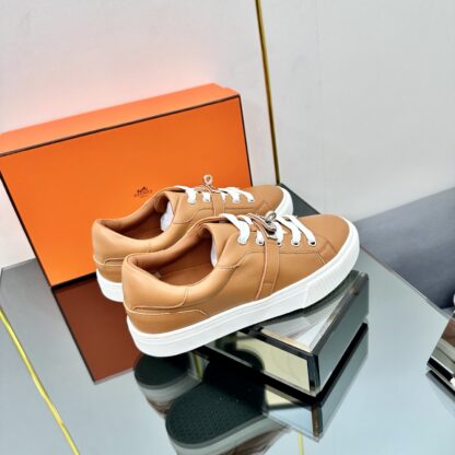 Hermes light brown couple's lace-up thick-soled fashionable casual shoes - Image 8