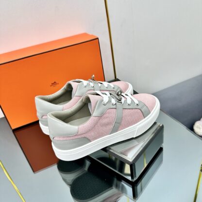 Hermes pink and gray couple's lace-up thick-soled fashionable casual shoes - Image 8