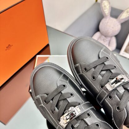 Hermes black couple's lace-up thick-soled fashionable casual shoes - Image 8