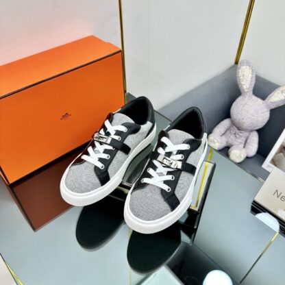 Hermes couple's lace-up thick-soled gray and black comfortable casual shoes - Image 8