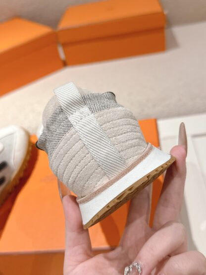 Hermès apricot black goatskin contrasting sneakers, 2cm thick sole - Image 8