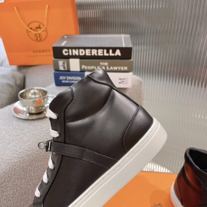 Hermes Kelly buckle black high top casual shoes - Image 8