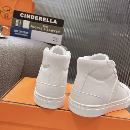 Hermes Kelly buckle pure white high top casual shoes - Image 8