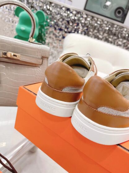 Hermes beige brown latest kelly shoe buckle classic flat casual shoes - Image 8