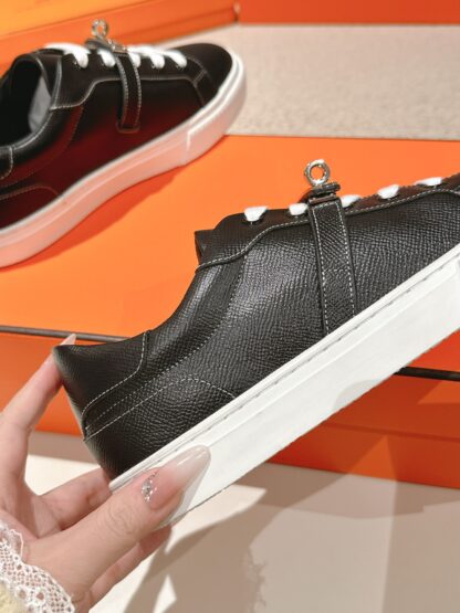 Hermes black and white latest kelly shoe buckle classic flat casual shoes - Image 8