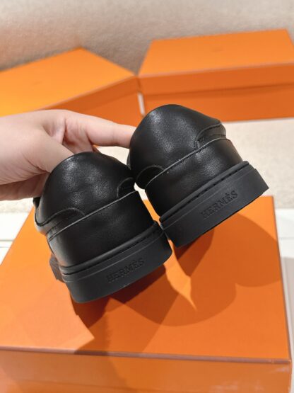 Hermes black classic couple's kelly shoe buckle flat casual shoes - Image 8