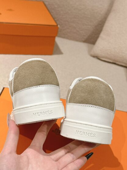 Hermes couple white apricot fashion casual skateboard shoes - Image 8