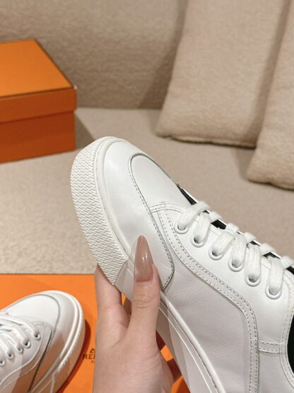 Hermes couple white and black fashion retro casual skateboard shoes - Image 8