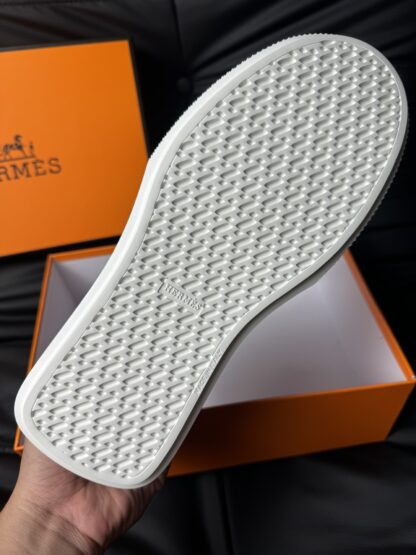 Hermes dark grey leather high-end luxury casual shoes - Image 9