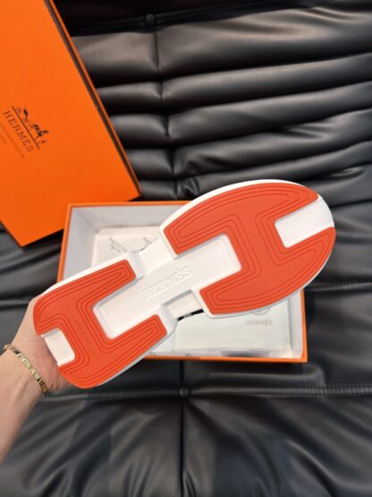 Hermes Men's Gray Orange Soft Comfortable Casual Sports Shoes - Image 9