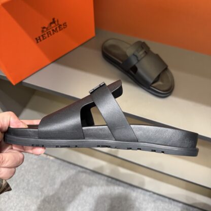 Hermes summer black matte pure handmade high-end sandals - Image 9
