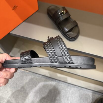Hermes summer black silver buckle pure handmade high-end sandals - Image 9