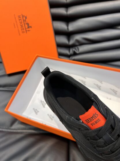 Hermes Men's Black Soft and Comfortable Casual Sneakers - Image 9
