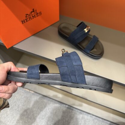 Hermes summer blue pure handmade high-end sandals - Image 9