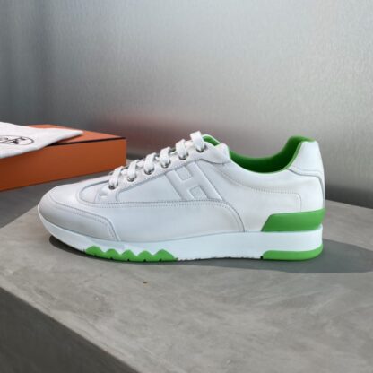 Hermes white green French Paris catwalk simple casual shoes - Image 9