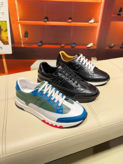Hermes green blue French Paris catwalk simple casual shoes - Image 9