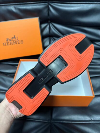 Hermes leather mesh breathable black high-end temperament casual shoes - Image 9