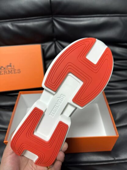 Hermes leather mesh breathable white high-end temperament casual shoes - Image 9