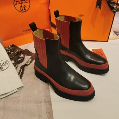 Hermes autumn and winter comfortable leg-modifying black short boots with a heel height of 4cm - Image 8