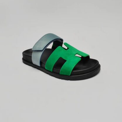 Hermès couple blue-green woven sandals - Image 8