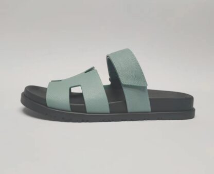 Hermès Couple Grey Blue Braided Slippers - Image 9