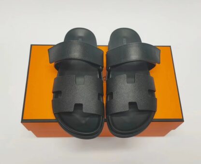 Hermès Couple Braided Black Slippers - Image 9